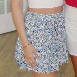 Zara Blue Floral Skater Skirt